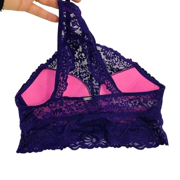 PINK Victoria's Secret Purple High Neck Lace Bralette Size Small - Picture 7 of 7